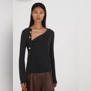 ALTUZARRA 100% Cashmere The Minamoto Knit Sweater in Carbon Melange Size XL NWT